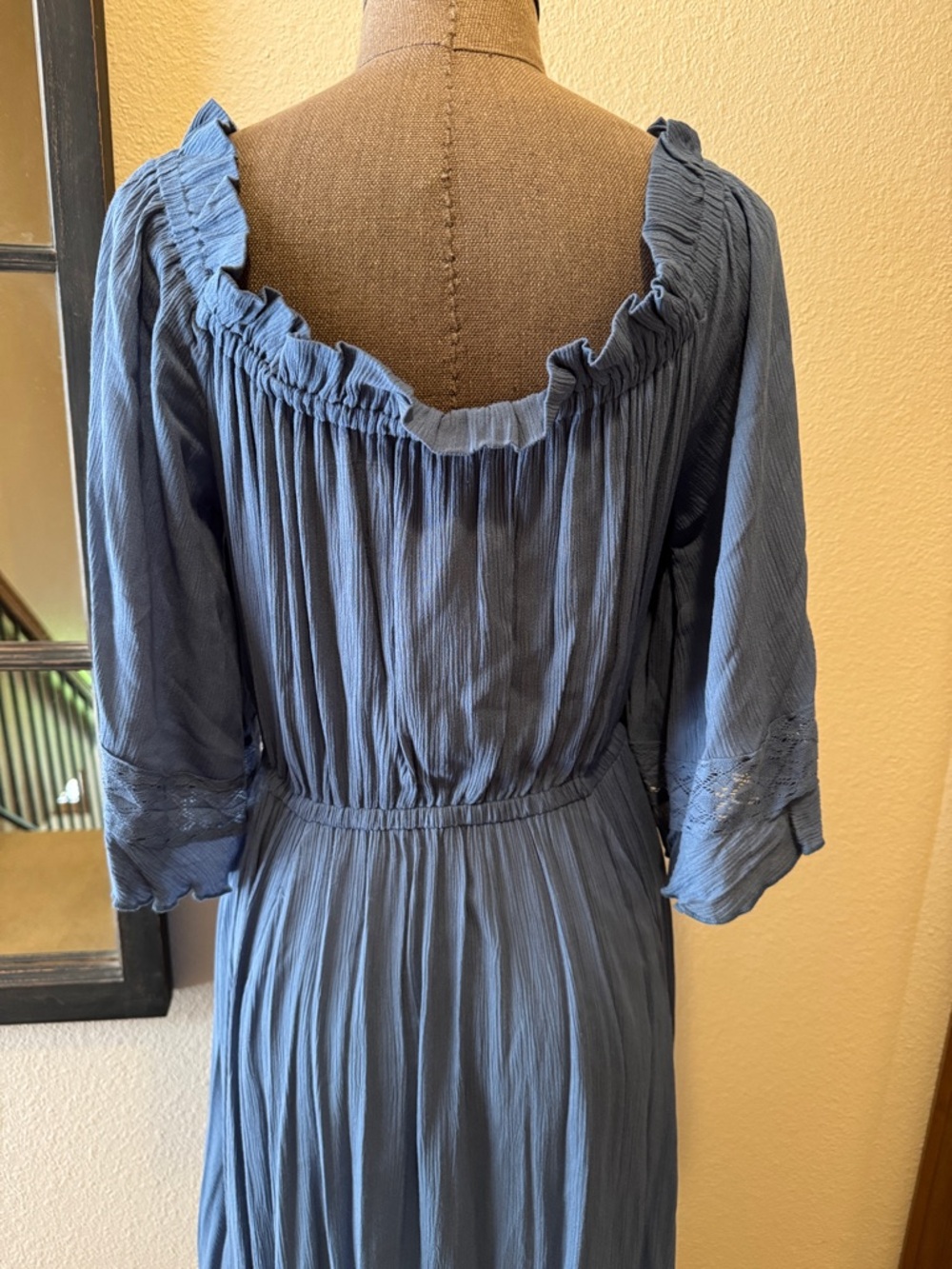 Free People Dusty Blue Boho Ruffle Maxi Dress - Picture 4 of 6